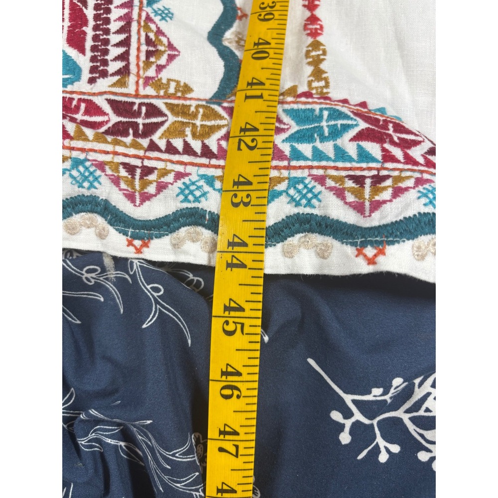 Johnny Was White Embroidered Linen Tunic Dress XXL Long Sleeve Boho Pockets - Picture 10 of 14